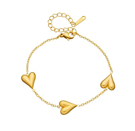 Pulsera Corazones Dorados